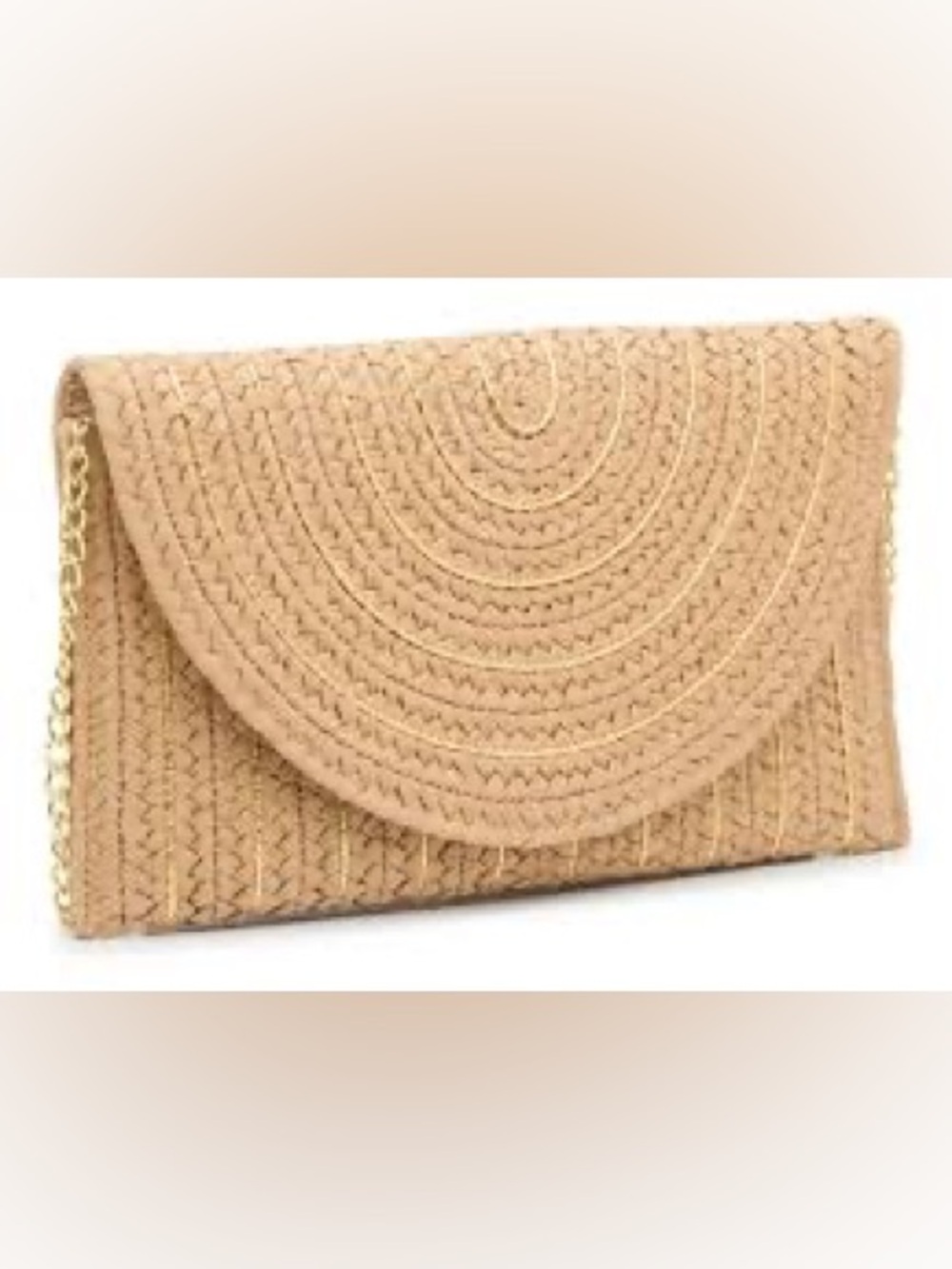 DSW Tan Braided Fold-Over Clutch